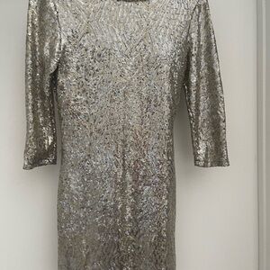 Rubber Ducky Productions, Inc. Shimmering Silver Long Sleeve Dress